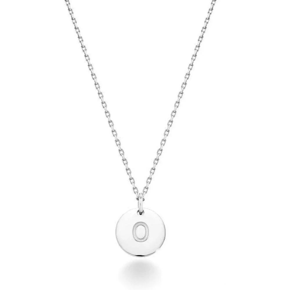 925 Sterling Silver Initial Necklace Women Letter Pendant : Letter, O - 20 in